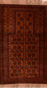 Afghan Baluch Brown Rectangle 3x5 ft Wool Carpet 105923