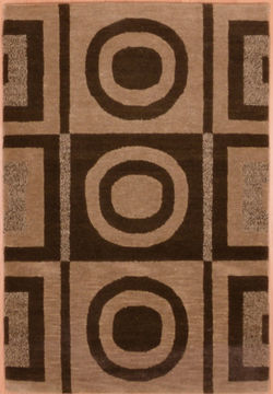 Nepali Modern Brown Rectangle 2x3 ft Wool Carpet 109004