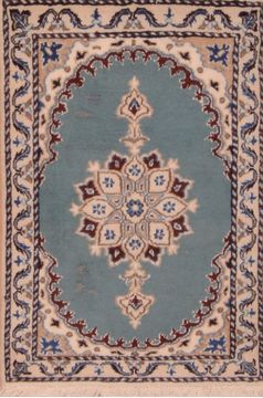 Persian Nain Blue Square 4 ft and Smaller Wool Carpet 109082