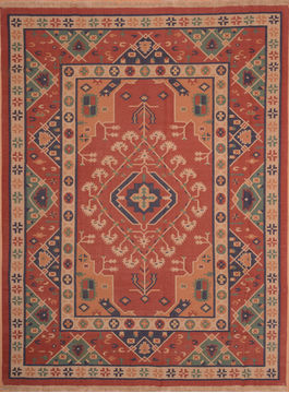 Kilim Red Hand Woven 8'9" X 11'7"  Area Rug 100-109137