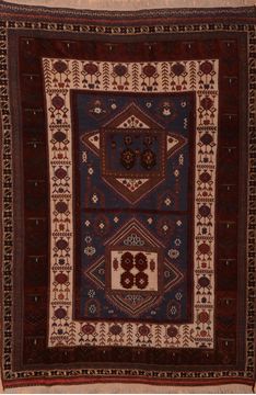 Persian Kilim Brown Rectangle 6x9 ft Wool Carpet 109142