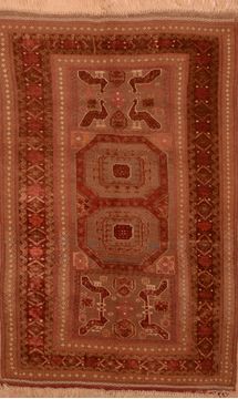 Afghan Kilim Red Rectangle 5x8 ft Wool Carpet 109144