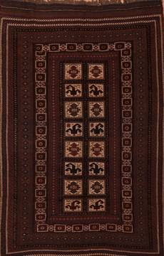 Afghan Kilim Brown Rectangle 6x9 ft Wool Carpet 109166