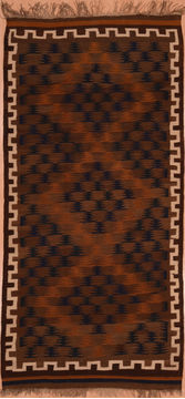 Afghan Kilim Brown Rectangle 5x8 ft Wool Carpet 109180