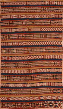 Afghan Kilim Red Rectangle 7x10 ft Wool Carpet 109195