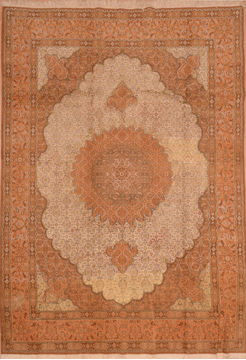 Persian Mood Beige Rectangle 7x9 ft Wool Carpet 109203