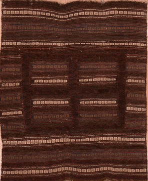 Sarouk Brown Hand Knotted 4'3" X 4'11"  Area Rug 100-109222