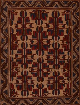 Pakistani Kilim Red Rectangle 6x9 ft Wool Carpet 109229
