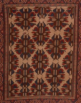 Afghan Kilim Red Rectangle 6x9 ft Wool Carpet 109238