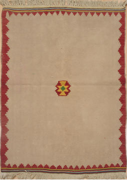 Afghan Kilim Beige Rectangle 3x4 ft Wool Carpet 109310