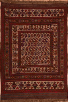 Afghan Kilim Red Rectangle 6x9 ft Wool Carpet 109340