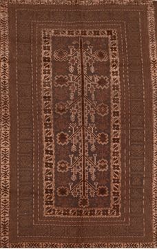 Afghan Kilim Brown Rectangle 6x9 ft Wool Carpet 109351