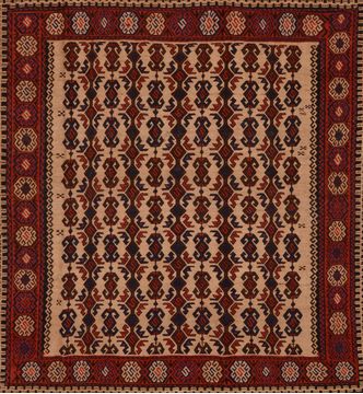 Afghan Kilim Red Rectangle 6x9 ft Wool Carpet 109354