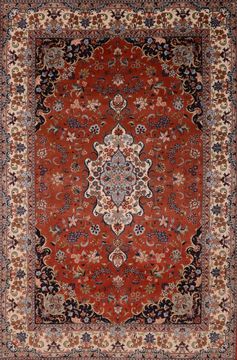 Persian Yazd Red Rectangle 7x10 ft Wool Carpet 109360