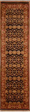 Indian Jaipur Black Runner 10 to 12 ft Wool Carpet 109368