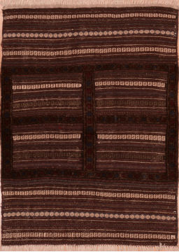 Afghan Kilim Brown Rectangle 3x5 ft Wool Carpet 109389