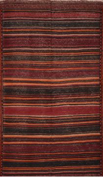 Afghan Kilim Red Runner 10 to 12 ft Wool Carpet 109422