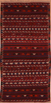 Afghan Kilim Red Runner 10 to 12 ft Wool Carpet 109424