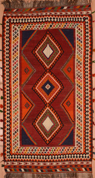 Afghan Kilim Red Rectangle 7x10 ft Wool Carpet 109454