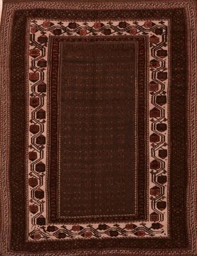 Afghan Kilim Brown Rectangle 5x7 ft Wool Carpet 109458