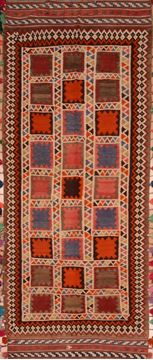 Afghan Kilim Red Runner 10 to 12 ft Wool Carpet 109463