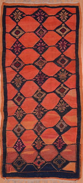 Afghan Kilim Red Runner 10 to 12 ft Wool Carpet 109466