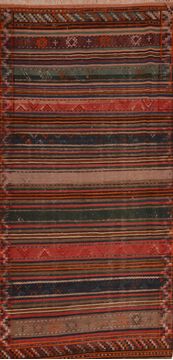 Kilim Red Hand Knotted 4'2" X 8'1"  Area Rug 100-109470
