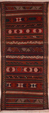 Kilim Red Runner Flat Woven 4'2" X 9'4"  Area Rug 100-109592