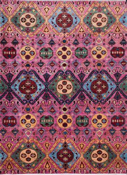 Pakistani Modern Purple Rectangle 7x9 ft Wool Carpet 109799
