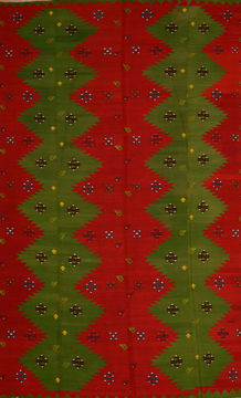 Afghan Kilim Green Rectangle 9x13 ft Wool Carpet 109832