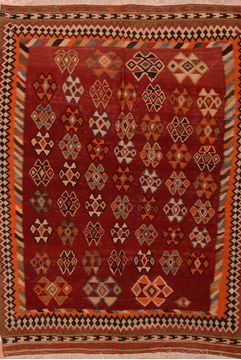 Afghan Kilim Red Rectangle 5x8 ft Wool Carpet 109835