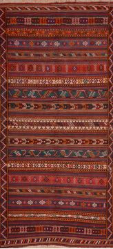 Afghan Kilim Red Runner 10 to 12 ft Wool Carpet 109875