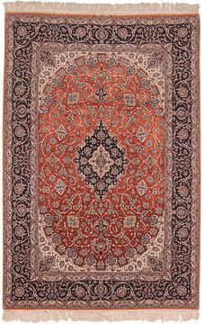 Persian Isfahan Red Rectangle 8x11 ft wool and silk Carpet 109954