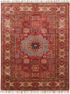 Kazak Red Hand Knotted 5'0" X 6'5"  Area Rug 254-109958