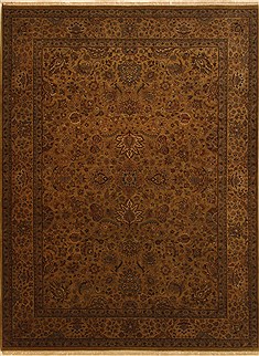 Indian Jaipur Brown Rectangle 9x12 ft Wool Carpet 11001