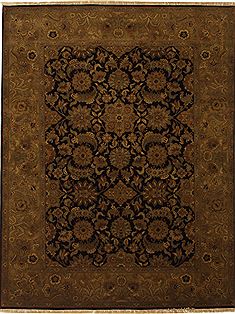 Indian Jaipur Black Rectangle 9x12 ft Wool Carpet 11011