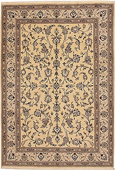 Persian Nain Beige Rectangle 7x10 ft Wool Carpet 11068