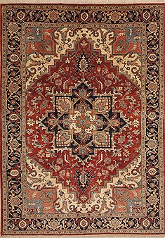Indian Heriz Red Rectangle 7x10 ft Wool Carpet 11077