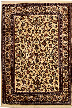 Persian Mashad Beige Rectangle 7x10 ft Wool Carpet 11087