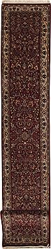 Isfahan Red Runner Hand Knotted 2'6" X 16'3"  Area Rug 100-11173