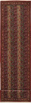 Qum Red Runner Hand Knotted 3'1" X 12'6"  Area Rug 100-11219