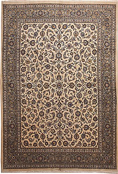 Persian Mashad Beige Rectangle 10x14 ft Wool Carpet 11257