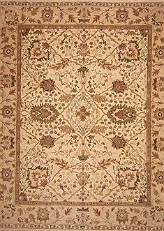 Indian Jaipur Beige Rectangle 12x15 ft Wool Carpet 11276