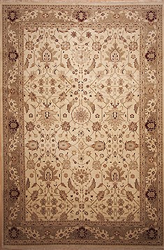 Indian Jaipur Beige Rectangle 12x18 ft Wool Carpet 11279