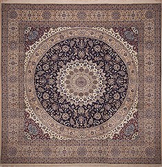 Persian Nain Beige Square 9 ft and Larger Wool Carpet 11280