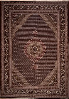 Persian Tabriz Brown Rectangle 11x16 ft Wool Carpet 11290