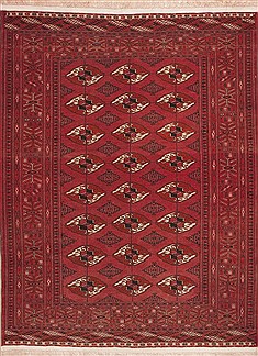 Turkman Red Hand Knotted 4'9" X 6'3"  Area Rug 100-11296