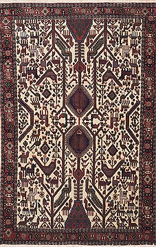 Shahre Babak Beige Hand Knotted 4'11" X 7'4"  Area Rug 100-11324
