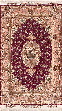 Persian Tabriz Purple Rectangle 3x5 ft Wool Carpet 11341