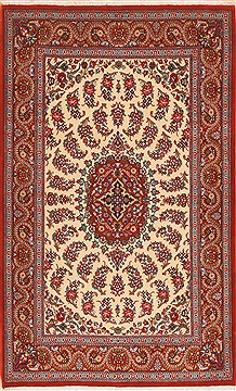 Qum Red Hand Knotted 3'6" X 5'7"  Area Rug 100-11362
